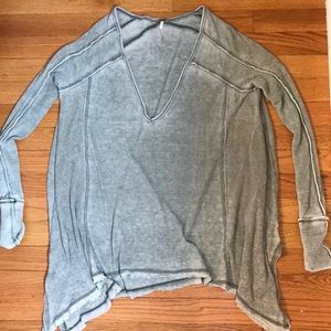 Free people waffle v-neck oversized top